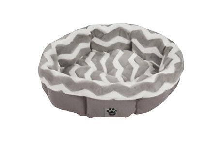 SnooZZy Zig Zag Shearling Round Pet Bed - Gray (21")