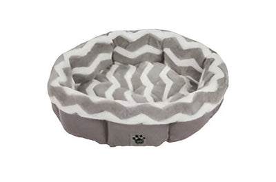 SnooZZy Zig Zag Shearling Round Pet Bed - Gray (21")