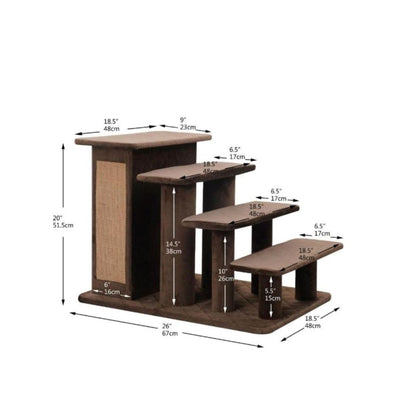 PetPals Zoso 2in1 Modern Pet Stairs and Storage Brown 20 in