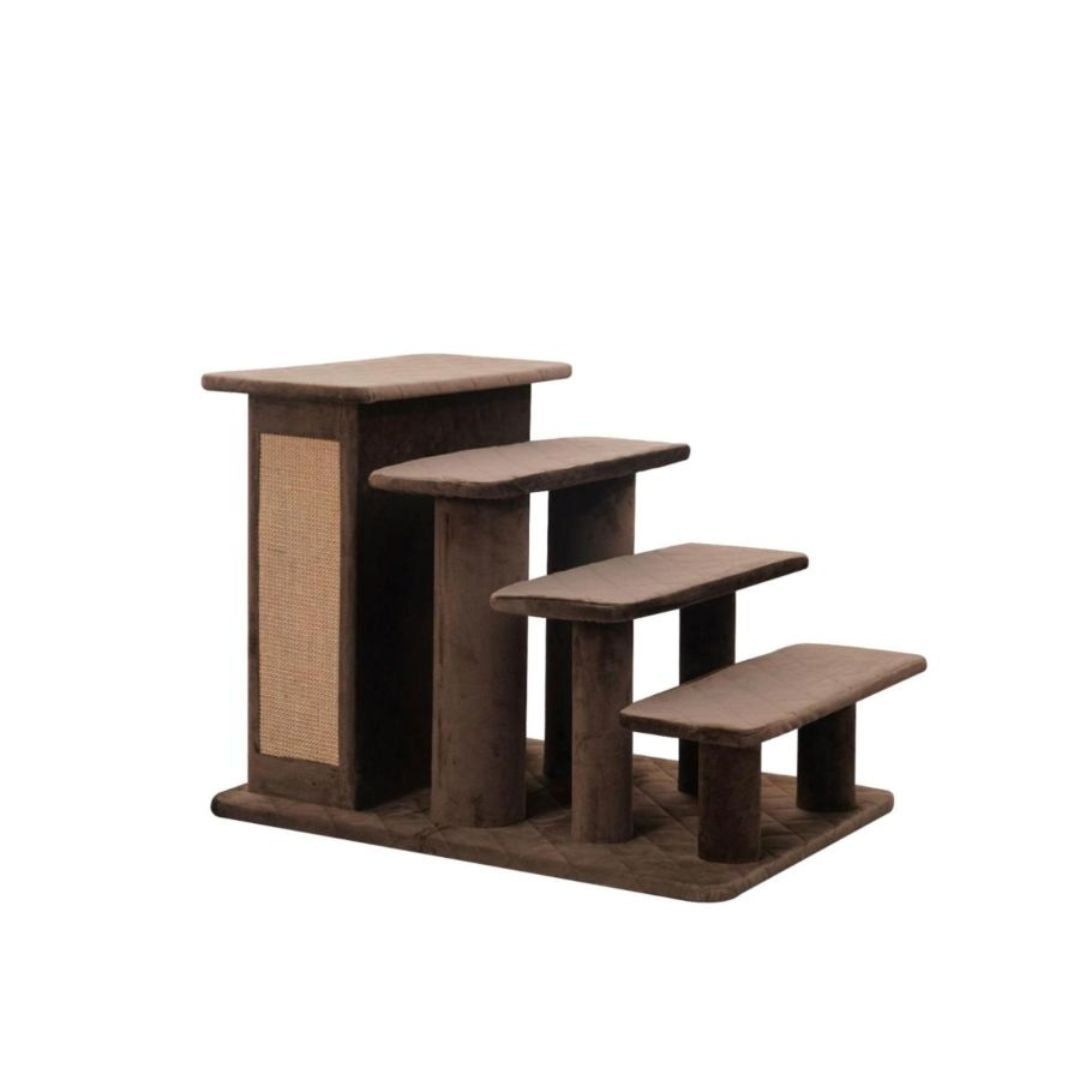 PetPals Zoso 2in1 Modern Pet Stairs and Storage Brown 20 in