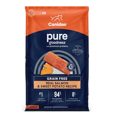 CANIDAE PURE Goodness Grain-Free LID Dry Dog Food Salmon & Sweet Potato 12lb