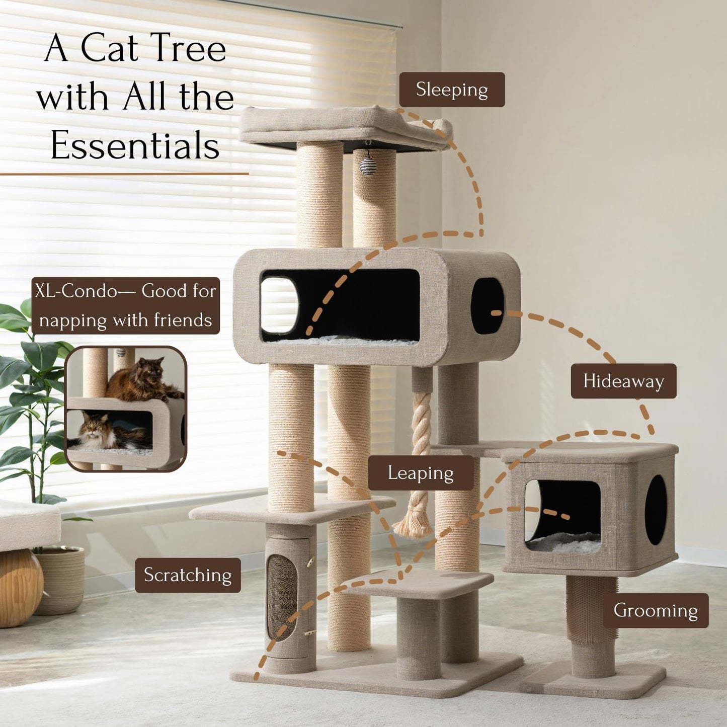 Sustainable Multi-Level Cat Tree- 70-Inch with 6 levels