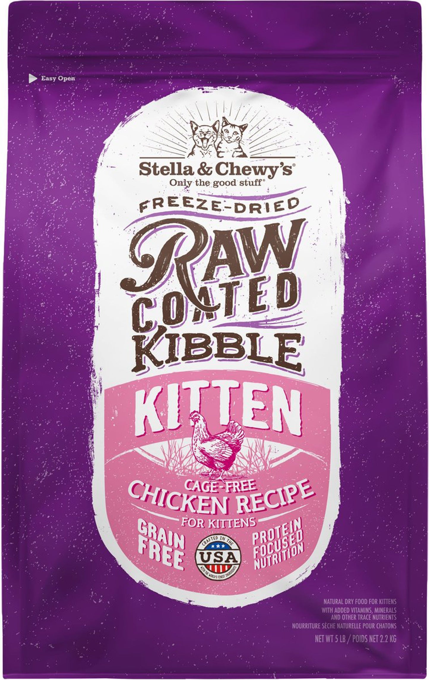 Stella and Chewys Cat Raw Coated Kitten Cage Free Chicken 5Lb